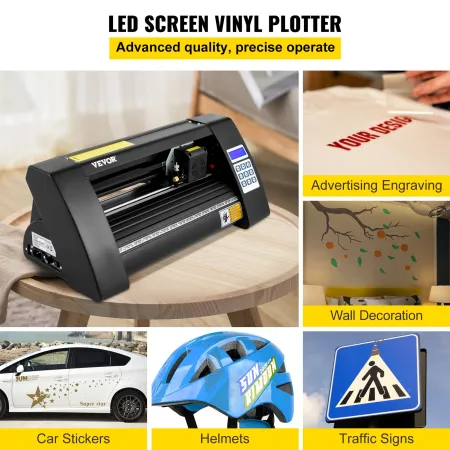 Vinyl Cutter, 375mm Vinyl Plotter, LED Screen Plotter Cutter, Semi-Automatical Built-in Optical Eye, Compatible with SignCut Sof