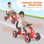 Kids Pedal Go Kart, 4 Wheel Off-Road Pedal Go Cart Ride On Toy for Kids, Steering Wheel, Adjustable Seat, Non-slip Big Wheels, O