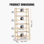 4-Tier Bamboo Ladder Shelf, Trapezoid Open Bookcase, Display Storage Rack Organizer, Freestanding Flower Plant Stand, Ladder Boo
