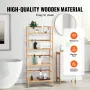 4-Tier Bamboo Ladder Shelf, Trapezoid Open Bookcase, Display Storage Rack Organizer, Freestanding Flower Plant Stand, Ladder Boo