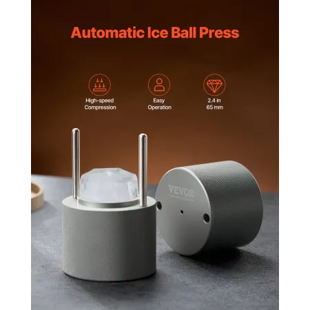 Ice Diamond Press, 2.4" Ice Ball Maker, Aviation Aluminum Diamond Ice Ball Press Kit for Ice Diamond, Ice Press with Tong and Dr