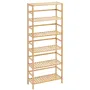 6-Tier Bamboo Shelf, Open Wood Bookshelf, Display Storage Rack Organizer, Freestanding Flower Plant Stand, Multifunctional Bambo