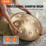 Handpan Drum 55.9 cm 9 Notes D Minor Steel Hand Drum with Mallets for Adult