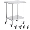 Stainless Steel Work Table Commercial Prep Table 24x30 Inch With 4 Casters