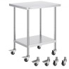 Stainless Steel Work Table Commercial Prep Table 24x30 Inch With 4 Casters