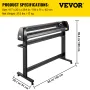 Vinyl Cutter Machine, 53" Vinyl Plotter, LCD Display Plotter Cutter, Three Adjustable Pinch Rollers Sign Cutting Plotter, Vinyl 