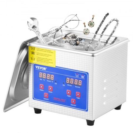 1.3L Ultrasonic Cleaner Machine Rustfrit stål Ultrasonic Cleaning Machine Digital Heater Timer Smykker Rengøring til