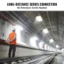 15.24 m Construction String Work Lights 75W 7500LM Connectable Waterproof