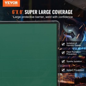 Welding Screen with Frame, 6' x 8' Welding Curtain Screen, Flame-Resistant Vinyl Welding Protection Screen on 4 Swivel Wheels