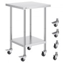 Stainless Steel Work Table Commercial Prep Table 24x24 Inch With 4 Casters