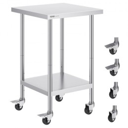 Stainless Steel Work Table Commercial Prep Table 24x24 Inch With 4 Casters