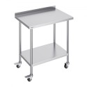 Stainless Steel Work Table Commercial Food Prep Table 24"x36" with Casters