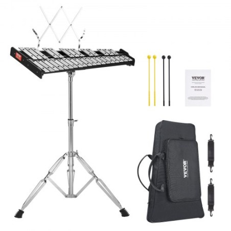 32 Bemærk Glockenspiel Xylophone Bell Kit med Mallets, Drum Sticks & Stand