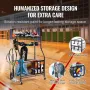 Sports Equipment Garage Organizer, Rolling Ball Storage Cart on Wheels, Basketball Rack with Baskets & Hooks, Indoor/Outdoor Spo