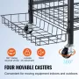 Sports Equipment Garage Organizer, Rolling Ball Storage Cart on Wheels, Basketball Rack with Baskets & Hooks, Indoor/Outdoor Spo