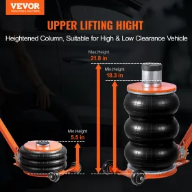 Air Jack 5 ton/11000 lbs pneumatisk jack med øget søjle til