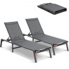 Chaise Lounge Chair Outdoor Patio Lounge Chair Adjustable 5-Position 2 pcs