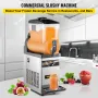 Commercial Slushy Machine, 15L Single Tank Frozen Drink Machine, 60 Cups Stainless Steel Margarita Smoothie Frozen Drink Maker, 