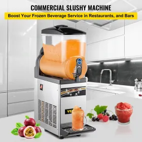 Commercial Slushy Ice Machine, 1 x 15 L Commercial Slush Ice Machine 500 W 220 V Stainless Steel Slush Ice Machine Slush