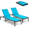 Chaise Lounge Chair Outdoor Patio Lounge Chair Adjustable 5-Position 2 pcs