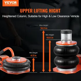 Air Jack 3 ton/6600 lbs pneumatisk jack med øget søjle til sedan