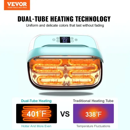 Heat Press Machine, 12 x 10 inches Portable Heat Press, Dual-Tube Even Heating, Heat Transfer Machine with Precise Temp Control 