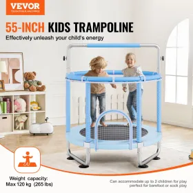 55" Trampoline for Kids Mini Toddler Trampoline with Net Indoor Outdoor