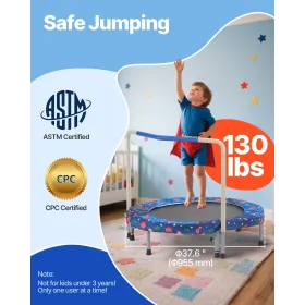 36" Kids Trampoline, 3FT Indoor Outdoor Trampoline, Foldable Mini Trampoline with Handle, Rebounder Trampoline for Toddlers, Bir