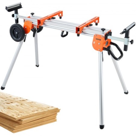100in Mitre Saw Stand with One-piece Mounting Brackets Sliding Rail 500lbs