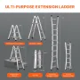 Telescoping Ladder A Frame, 9.5 FT Compact Aluminum Extension Ladder, Multi-Function Portable Collapsible RV Ladder, Telescopic 