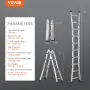 Telescoping Ladder A Frame, 9.5 FT Compact Aluminum Extension Ladder, Multi-Function Portable Collapsible RV Ladder, Telescopic 