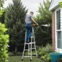 Telescoping Ladder A Frame, 9.5 FT Compact Aluminum Extension Ladder, Multi-Function Portable Collapsible RV Ladder, Telescopic 