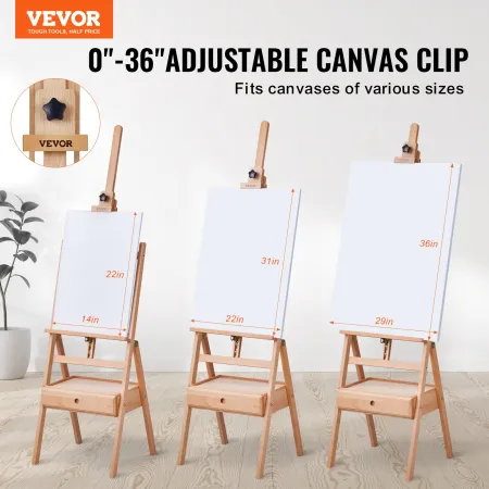 Studio H-Frame Easel har lærredskunst op til 36 "Beechwood