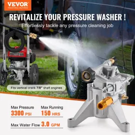 Trykskivepumpe 7/8 "Skaft lodret 3300 psi 3.0gpm med 5 dyser