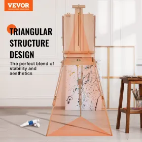 French Easel, Hold Canvas to 34", Beechwood Foldable Sketchbox Easel with Drawer, Palette and Strap, Angle and Height Adjustable