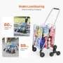 Grocery Shopping Cart, 45L Stair Climbing Shopping Cart with 360° Rolling Swivel Wheels, Stair Climber Utility Cart with Tri-Whe
