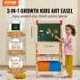 Art Easel for Kids, 3-in-1 Wooden Double-Sided Kid's Art Easel with Magnetic Whiteboard, Chalkboard, Paper Roll, Adjustable Stan