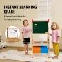 Art Easel for Kids, 3-in-1 Wooden Double-Sided Kid's Art Easel with Magnetic Whiteboard, Chalkboard, Paper Roll, Adjustable Stan