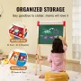 3-i-1 Kids Art Easel-dobbeltsidet træ magnetisk tavle tavle