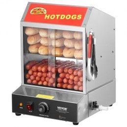 Commercial Hot Dog Steamer 2-Tier Electric Bun Warmer 27L Slide Doors