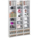 Media Storage Cabinet 9 Layers Adjustable DVD Shelves Holds 756 CDs White