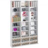 Medieopbevaringsskab 9 lag Justerbare DVD -hylder har 756 CDS White