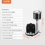 Electric Commercial Glass Washer, 5-Brush Bar Glass Cleaner, 600 Cups/Hour Wine Glass Cleaning Machine, Bar Glass Washer for Cha