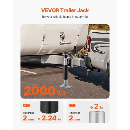 Trailer Jack, 2000 lbs Dynamic Load Capacity, Heavy Duty Swivel Bolt-on Trailer Jack, 10" Lift Trailer Jack Stand with Handle fo