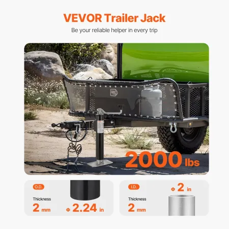 Trailer Jack, 2000 lbs Dynamic Load Capacity, Weld-on Pipe-Mount Swivel Trailer Jack, 10" Lift Trailer Jack Stand with Handle fo