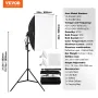 Softbox Lighting Kit 24 i x 24 i 30W 5500K LED -pærer Justerbar