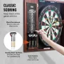 Dartboard and Cabinet Set, Ready-to-Play Bundle Official Size Dartboard Cabinet, Steel Tip Dart Hideaway Cabinet, Features LED L