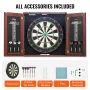 Dartboard and Cabinet Set, Ready-to-Play Bundle Official Size Dartboard Cabinet, Steel Tip Dart Hideaway Cabinet, Features LED L