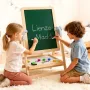 2-i-1 Kids Art Easel-dobbeltsidet træ magnetisk tavle tavle