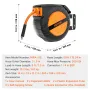 Retractable Air Hose Reel, 3/8IN x 50FT Hybrid Air Hose Max 300PSI, Air Compressor Hose Reel Auto-Rewind with 5FT Lead in, Ceili